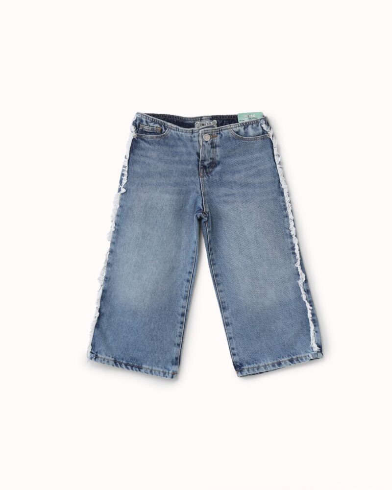 بنطلون جينز وايد ليج وتفاصيل ممزقة علي الجوانب — Stedrino Kids Wear - ستدرينو كيدز وير kids wear