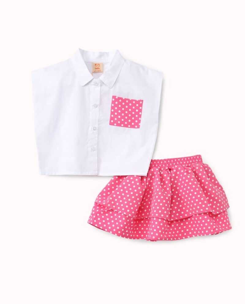 طقم بناتي قميص مع تنورة بطبعات منقطة — Stedrino Kids Wear - ستدرينو كيدز وير kids wear