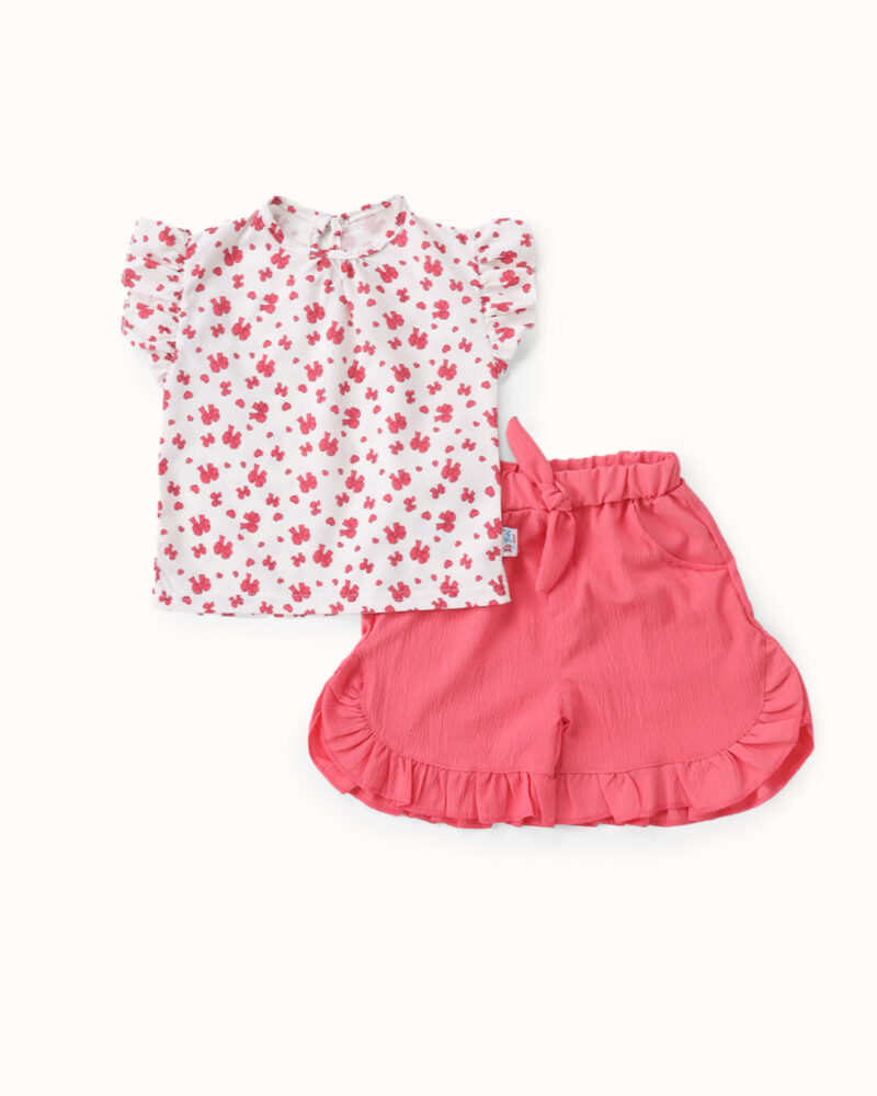 طقم شورت فيونكه بكشكش وأكمام فراشةXO — Stedrino Kids Wear - ستدرينو كيدز وير kids wear