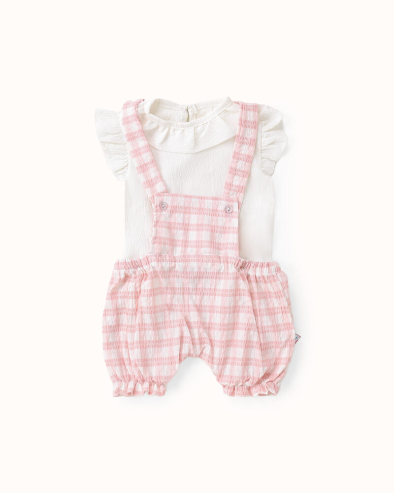 جمبسوت  مخطط وردي مع بلوزة كشكش بيضاء — Stedrino Kids Wear - ستدرينو كيدز وير kids wear