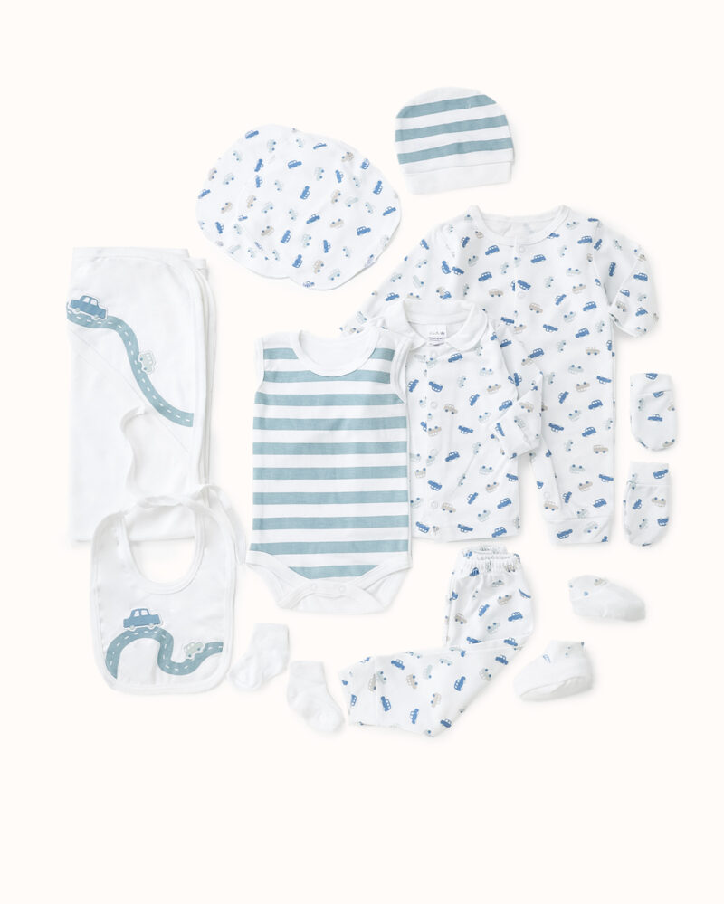 طقم مواليد 13 قطعة بطبعة سيارات نيوبورن xo — Stedrino Kids Wear - ستدرينو كيدز وير kids wear