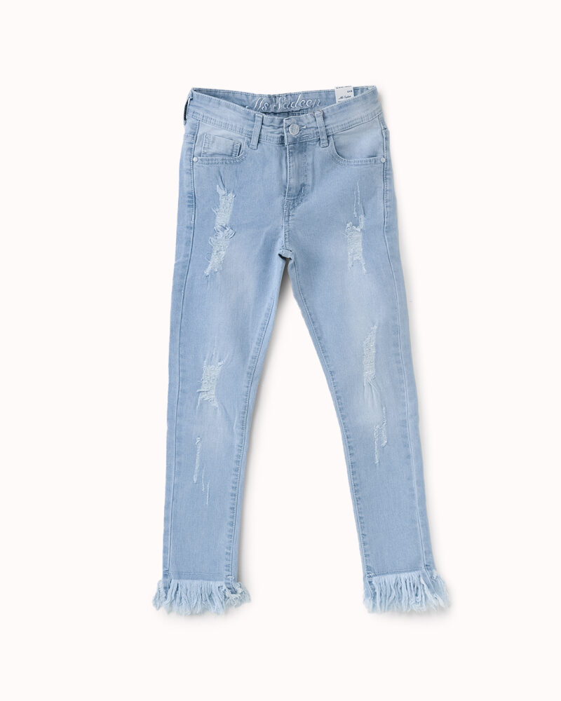 بنطلون جينز بناتي بستايل مقطع وشراشيب — Stedrino Kids Wear - ستدرينو كيدز وير kids wear
